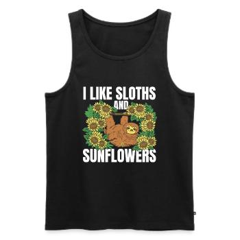 Faultier Blume Faultier Sonnenblume - Männer Premium Bio Tank Top - Schwarz - Vorne - AI Model Male 178 light (178cm)