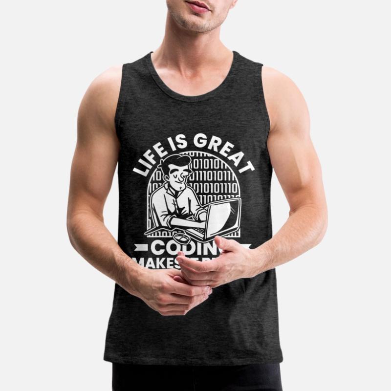 Developer Coder Programmer Humor Men's Premium Organic Tank Top