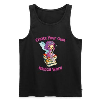 Book Bookworm Bookworm Magic Book Fairy - Men's Premium Organic Tank Top - black - Front - AI Model Male 178 light (178cm)