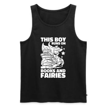 Buch Leseratte Bücherwurm Niedlich Buchfee - Männer Premium Bio Tank Top - Schwarz - Vorne - Michal (187cm)