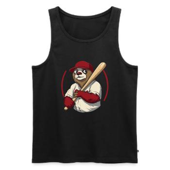 Faultier Niedlich Faultier Baseball - Männer Premium Bio Tank Top - Schwarz - Vorne - AI Model Male 178 light (178cm)