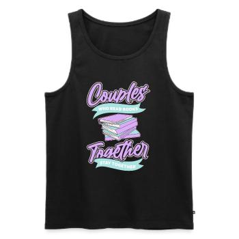 Buch Leseratte Bücherwurm Paar - Männer Premium Bio Tank Top - Schwarz - Vorne - Michal (187cm)