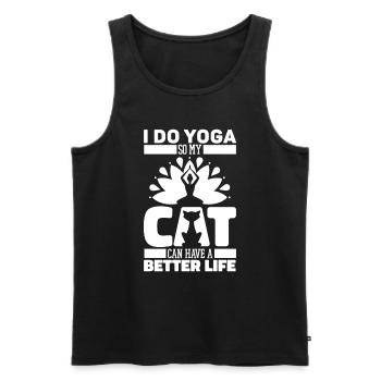 Chat de yoga - Débardeur bio Premium Homme - noir - Devant - AI Model Male 178 light (178cm)