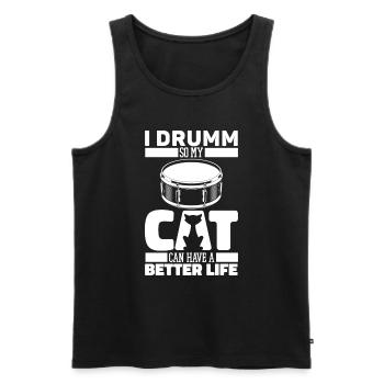 Schlagzeug Drummer Schlagzeuger Katze - Männer Premium Bio Tank Top - Schwarz - Vorne - Michal (187cm)