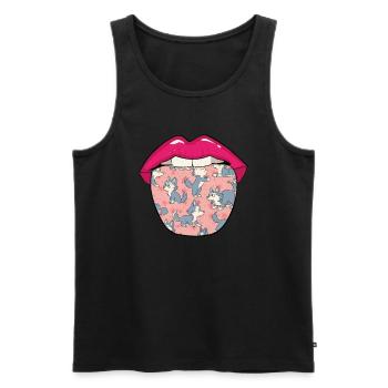 Wolf Tongue - Men's Premium Organic Tank Top - black - Front - Michal (187cm)