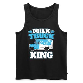 Wagon de lait de vache King Milk - Débardeur bio Premium Homme - noir - Devant - AI Model Male 178 light (178cm)