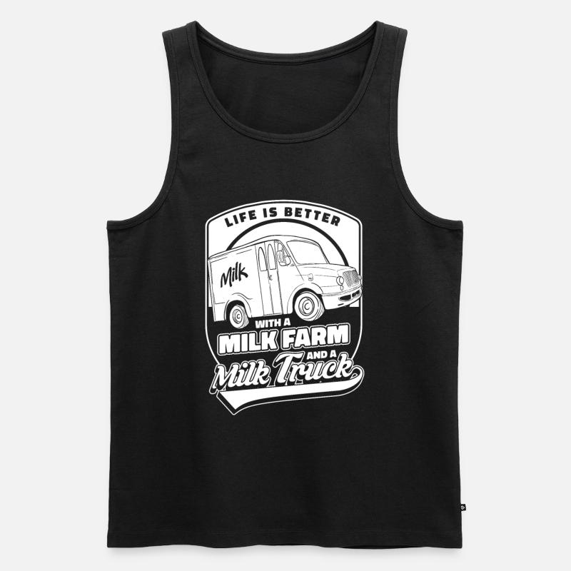 Kuh Milch Milchwagen - Männer Premium Bio Tank Top - Schwarz