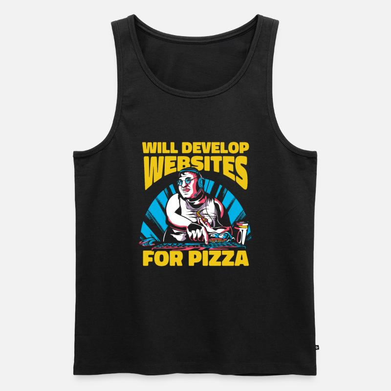 Web Entwickler Webdeveloper Pizza - Männer Premium Bio Tank Top - Schwarz