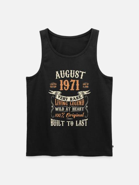 August 1971 Birthday Present - Men's Premium Organic Tank Top - black