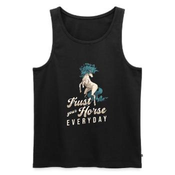 Pferd Reitsport Cool Ausdauerreiten - Männer Premium Bio Tank Top - Schwarz - Vorne - AI Model Male 178 light (178cm)