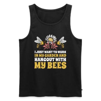 Jardiniers amateurs marguerites de jardin abeilles de jardin - Débardeur bio Premium Homme - noir - Devant - Michal (187cm)