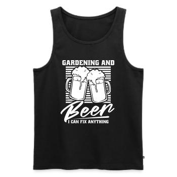 Hobby jardinier jardin bière de jardin - Débardeur bio Premium Homme - noir - Devant - Michal (187cm)