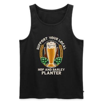 Hobby jardinier houblon de jardin bière de jardin - Débardeur bio Premium Homme - noir - Devant - Michal (187cm)