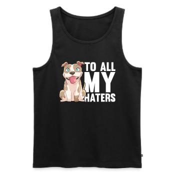 Pitbull Cute Pitbull Ban To All My Haters - Men's Premium Organic Tank Top - black - Front - Michal (187cm)