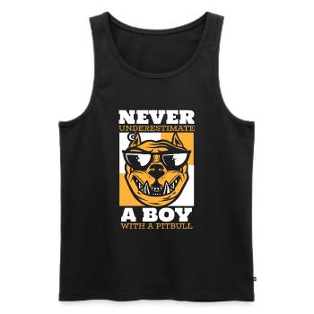 Pitbull Lustig Pitbull Verbot - Männer Premium Bio Tank Top - Schwarz - Vorne - Michal (187cm)