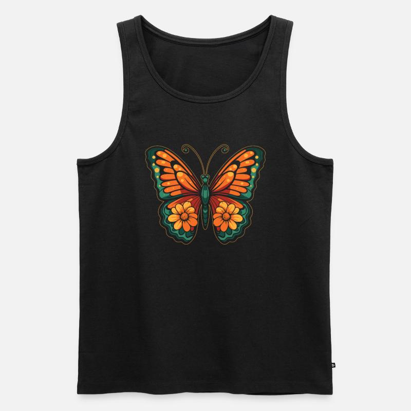 Schmetterling Gartenschmetterlinge - Männer Premium Bio Tank Top - Schwarz