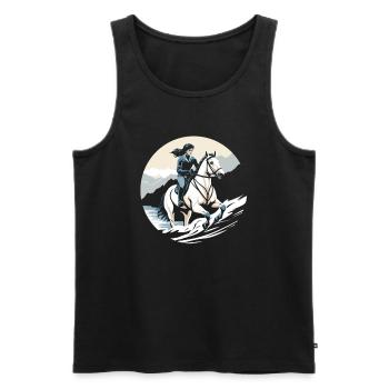 Horse Equestrian Endurance Riding - Men's Premium Organic Tank Top - black - Front - AI Model Male 178 light (178cm)