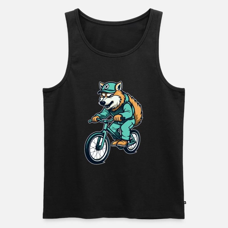 Wolf Fahrrad - Männer Premium Bio Tank Top - Schwarz