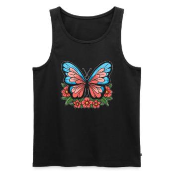 Fleurs de papillon - Débardeur bio Premium Homme - noir - Devant - Michal (187cm)