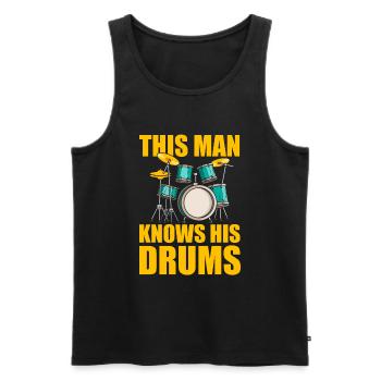 Schlagzeug Drummer Schlagzeuger Cool - Männer Premium Bio Tank Top - Schwarz - Vorne - Michal (187cm)