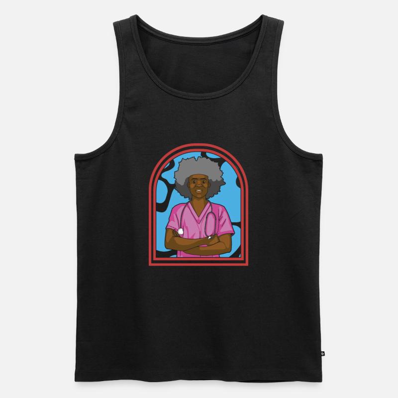 Krankenschwester Afro Notfall Krankenschwester - Männer Premium Bio Tank Top - Schwarz