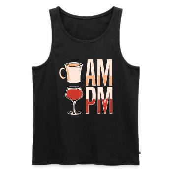 Kaffee Cafe Wein Kaffee Wein Am Pm - Männer Premium Bio Tank Top - Schwarz - Vorne - AI Model Male 178 light (178cm)