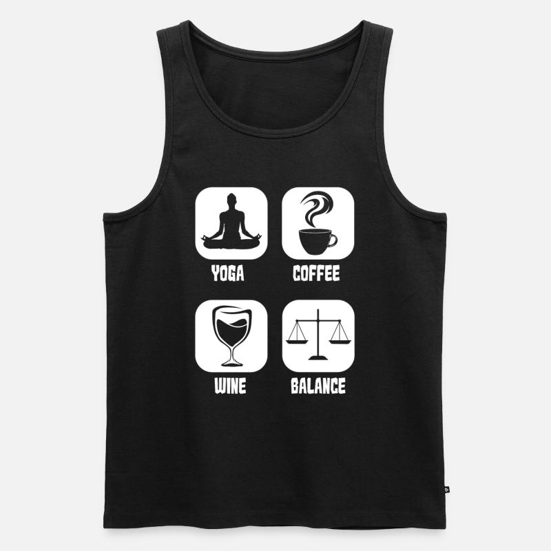 Kaffee Cafe Yoga Kaffeewein - Männer Premium Bio Tank Top - Schwarz