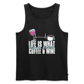 Kaffee Cafe Witzig Kaffee Wein - Männer Premium Bio Tank Top - Schwarz - Vorne - AI Model Male 178 light (178cm)