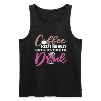 Café Café Café Vin - Débardeur bio Premium Homme - noir - Devant - AI Model Male 178 light (178cm)