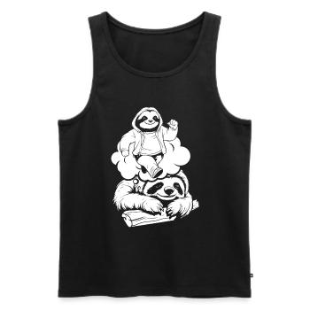 Faultier Witzig - Männer Premium Bio Tank Top - Schwarz - Vorne - AI Model Male 178 light (178cm)