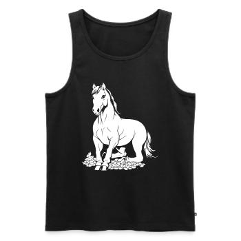 Horse Equestrian - Men's Premium Organic Tank Top - black - Front - AI Model Male 178 light (178cm)