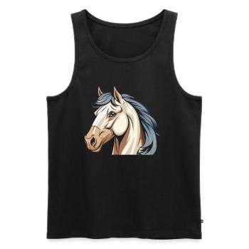 Cheval tête équestre - Débardeur bio Premium Homme - noir - Devant - Michal (187cm)