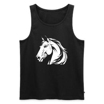 Pferd Reitsport Kopf - Männer Premium Bio Tank Top - Schwarz - Vorne - Michal (187cm)
