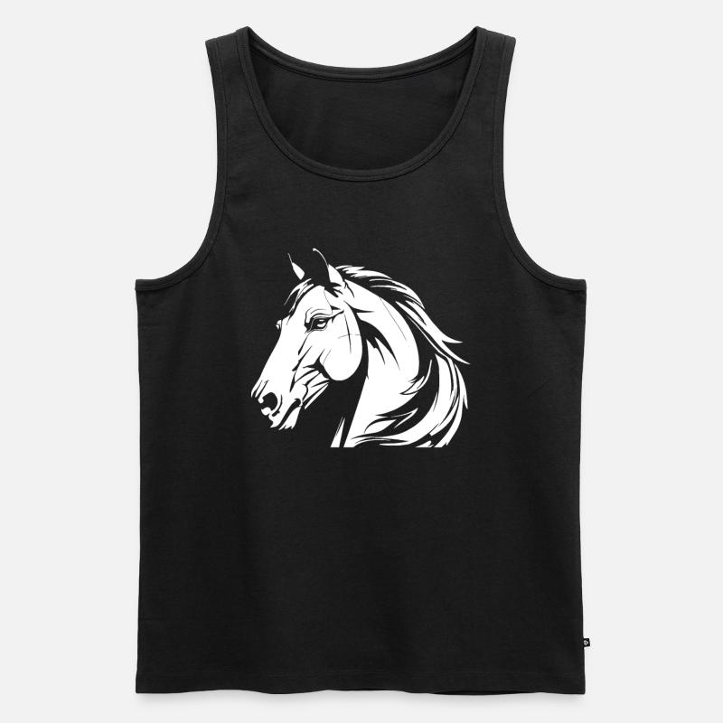 Pferd Reitsport Kopf - Männer Premium Bio Tank Top - Schwarz