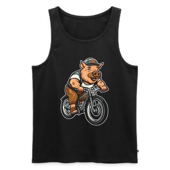 Schwein Schweinebauer Radfahren - Männer Premium Bio Tank Top - Schwarz - Vorne - AI Model Male 178 light (178cm)