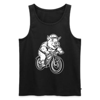 Schwein Schweinebauer Radfahren - Männer Premium Bio Tank Top - Schwarz - Vorne - AI Model Male 178 light (178cm)