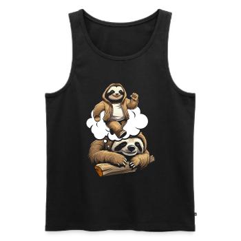Faultier Witzig - Männer Premium Bio Tank Top - Schwarz - Vorne - AI Model Male 178 light (178cm)