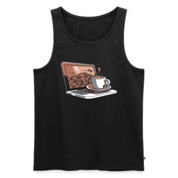 Entwickler Coder Programmierer Kaffee - Männer Premium Bio Tank Top - Schwarz - Vorne - Michal (187cm)