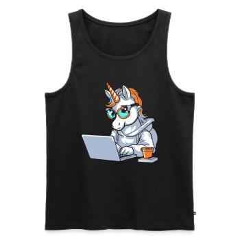 Entwickler Coder Programmierer Kaffee - Männer Premium Bio Tank Top - Schwarz - Vorne - Michal (187cm)