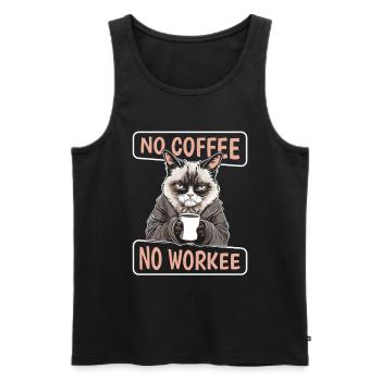 Coffee Cafe Cat No Coffee No Workee - Men's Premium Organic Tank Top - black - Front - AI Model Male 178 light (178cm)