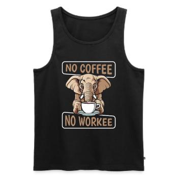 Kaffee Cafe Elefant No Coffee No Workee - Männer Premium Bio Tank Top - Schwarz - Vorne - AI Model Male 178 light (178cm)