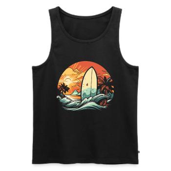 Surfer Surfen Cool Retro Surfer Vintage Surf - Männer Premium Bio Tank Top - Schwarz - Vorne - Michal (187cm)