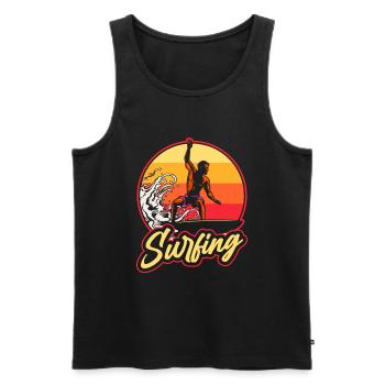 Surfer Surfen Cool Retro Surfer Vintage Surf - Männer Premium Bio Tank Top - Schwarz - Vorne - Michal (187cm)