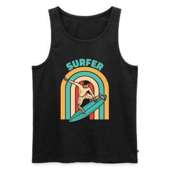 Surfer Surfen Cool Retro Surfer Vintage Surf - Männer Premium Bio Tank Top - Schwarz - Vorne - Michal (187cm)