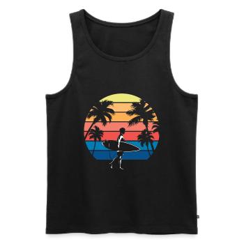 Surfer Surfen Cool Retro Surfer Vintage Surf - Men's Premium Organic Tank Top - black - Front - AI Model Male 178 light (178cm)