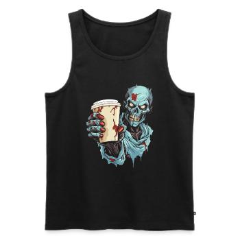 Coffee Cafe Halloween Zombie - Men's Premium Organic Tank Top - black - Front - AI Model Male 178 light (178cm)