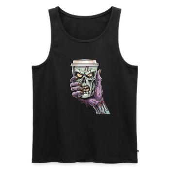 Café Café Halloween Zombie Main - Débardeur bio Premium Homme - noir - Devant - Michal (187cm)