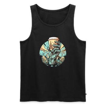Café Café Halloween Zombie Main - Débardeur bio Premium Homme - noir - Devant - AI Model Male 178 light (178cm)