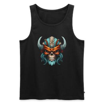 Viking Skull - Men's Premium Organic Tank Top - black - Front - AI Model Male 178 light (178cm)