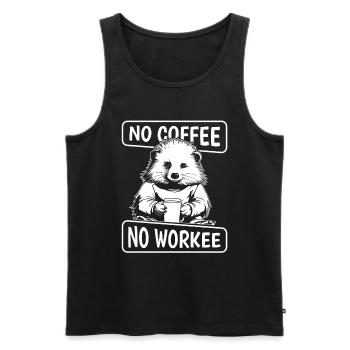Coffee Cafe Porcupine No Coffee No Workee - Men's Premium Organic Tank Top - black - Front - AI Model Male 178 light (178cm)